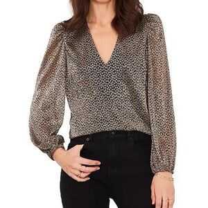 1. State Black and White Patterned Blouse